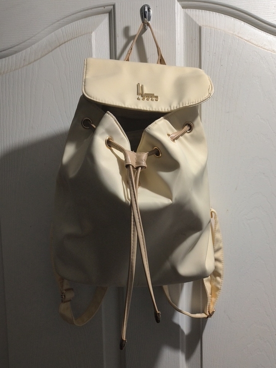 Handbags - Cream Drawstring Backpack